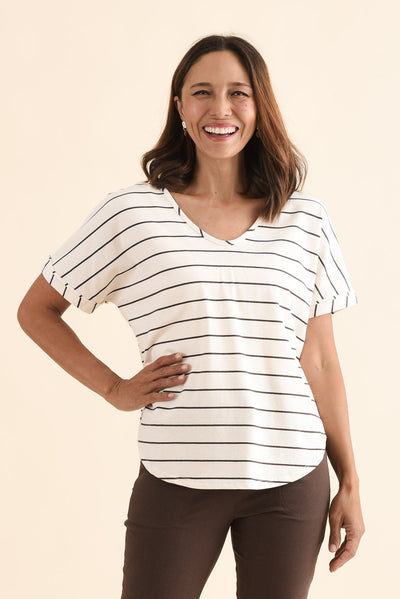 Toronto Cream Stripe Cotton Tee