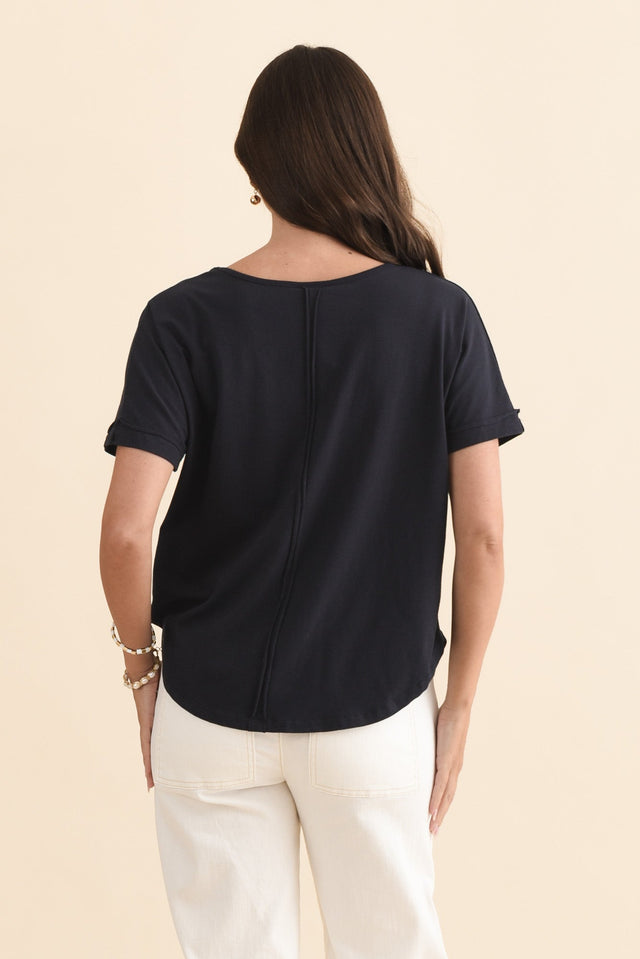 Toronto Navy Cotton Tee,Brunette model,alt text|model:MJ image 6