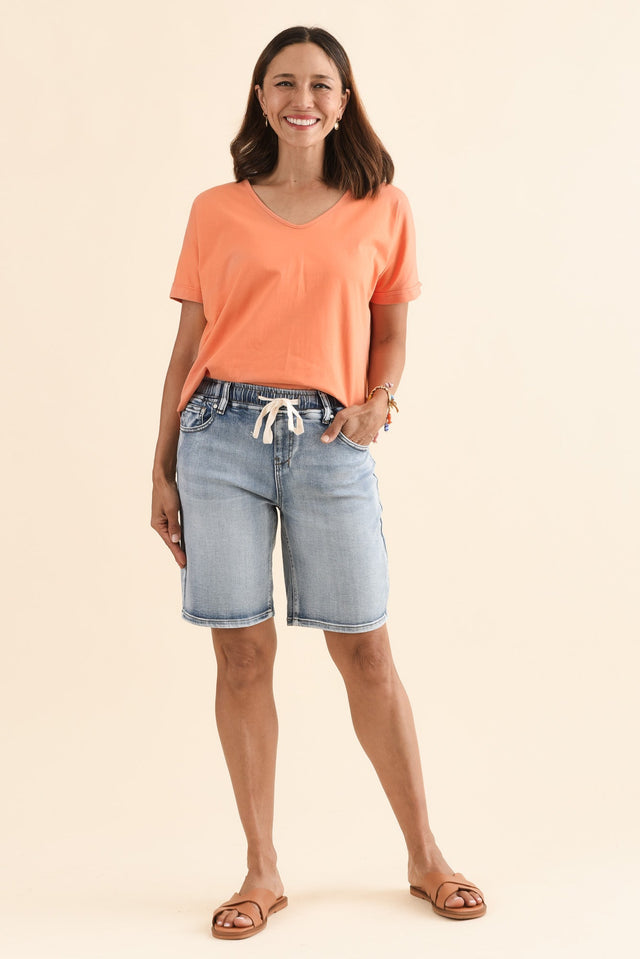 Gabby Mid Blue Denim Bermuda Shorts image 7