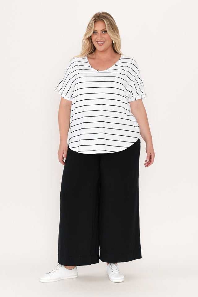 Toronto White Stripe Cotton Tee,Blonde model,alt text|model:Caitlin image 9