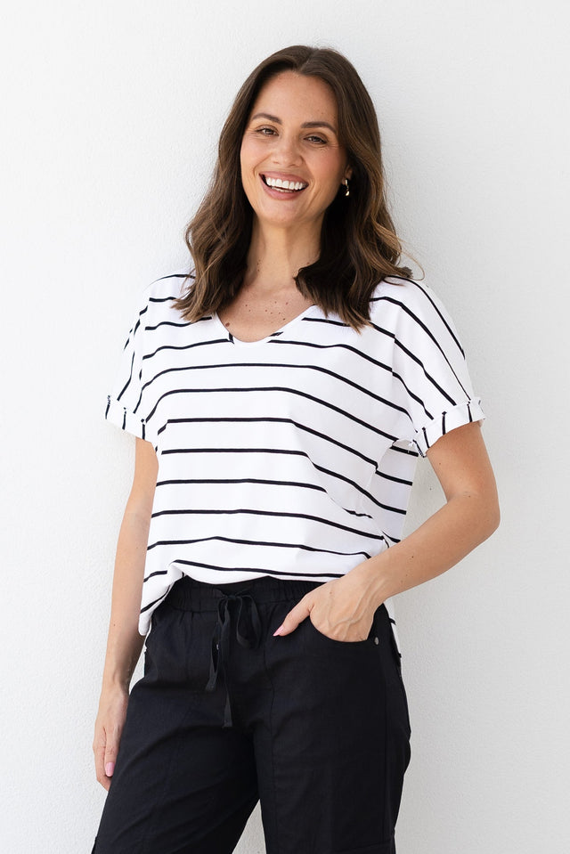 Toronto White Stripe Cotton Tee,Lifestyle