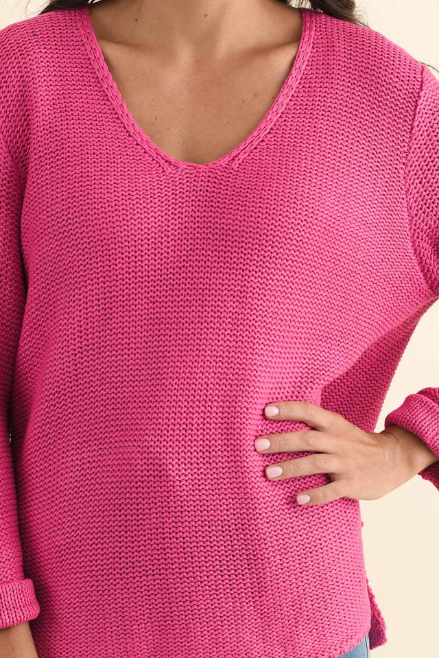 Toulouse Hot Pink Cotton Jumper,Brunette model,alt text|model:Brontie image 6