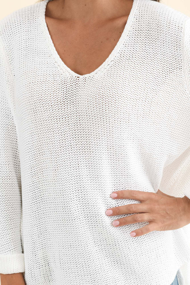 Toulouse White Cotton Jumper,Brunette model,alt text|model:Brontie image 7