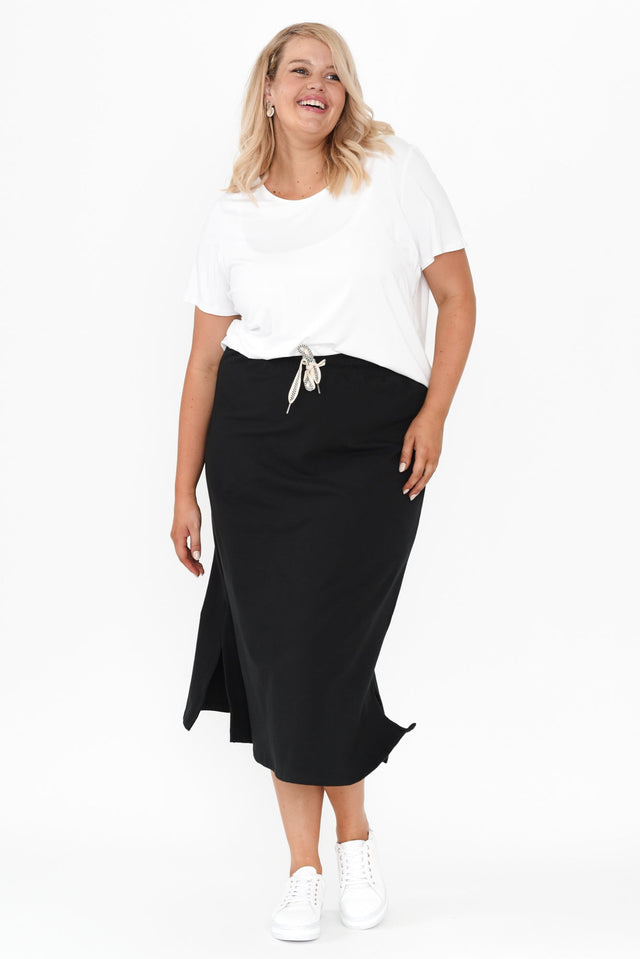 Travel Black Cotton Maxi Skirt,Blonde model,alt text|model:Shandre image 10