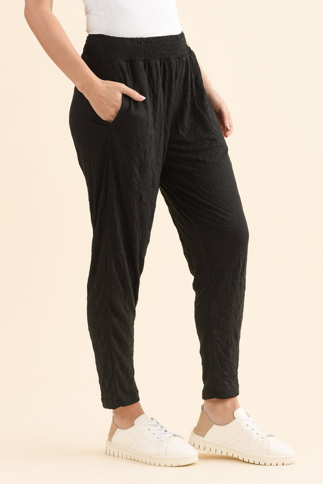 Travel No-Iron Black Cropped Pants,Side,Brunette model,alt text|model:MJ image 3