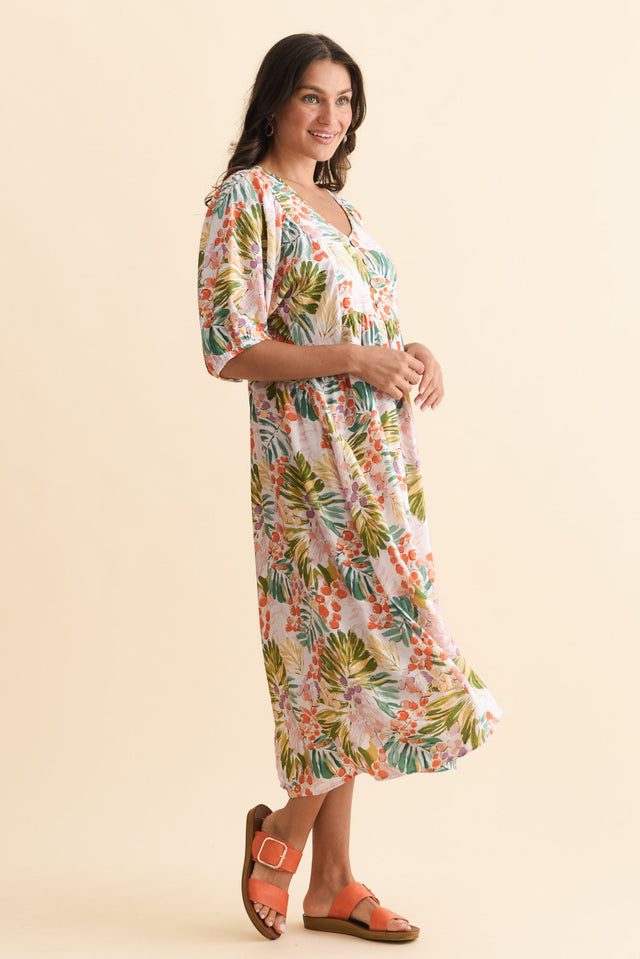 Troyanne Pink Jungle Midi Dress,Brunette model,alt text|model:Brontie image 4