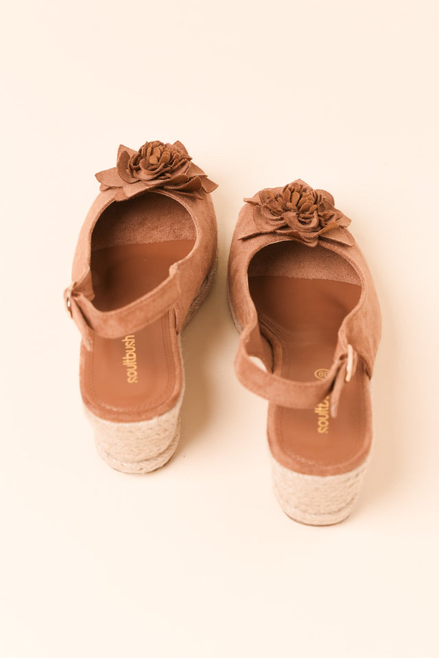Tulip Tan Flower Suede Wedge image 4