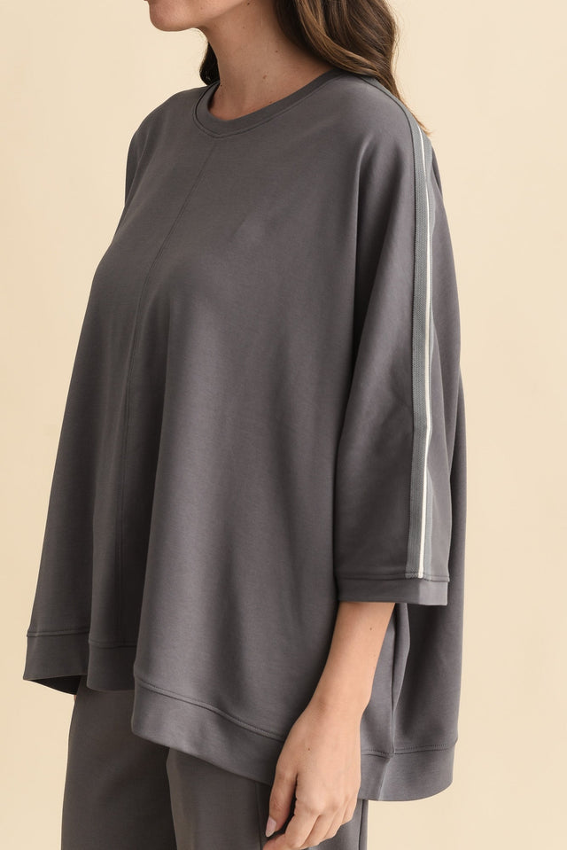 Valeria Grey Cotton Oversized Tee,Brunette model,alt text|model:MJ image 6