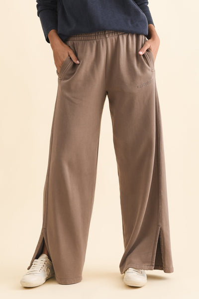 Venus Mocha Cotton Wide Leg Sweatpants