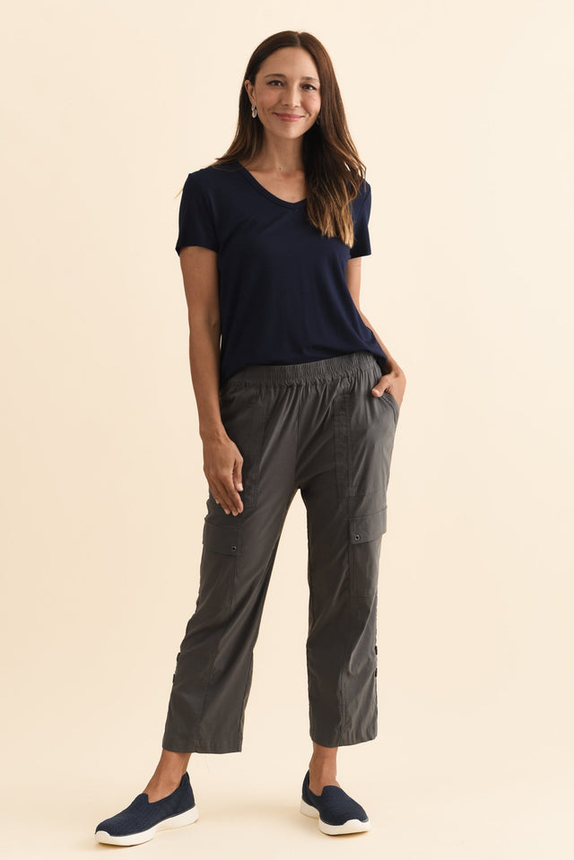Air-Lite Charcoal Stretch Cargo Pants,Brunette model,alt text|model:Cara image 9