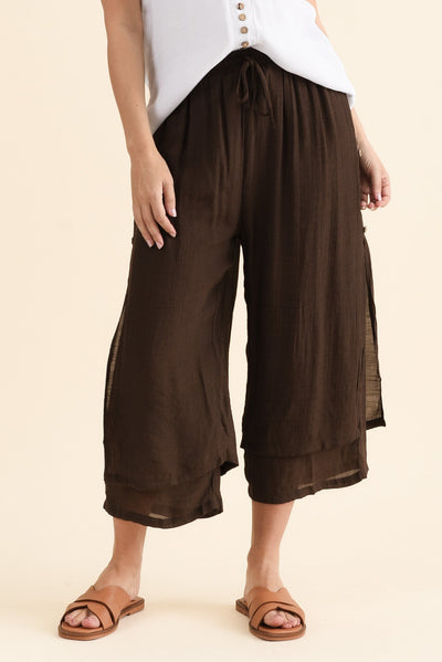 Watson Chocolate Cotton Blend Layered Pants