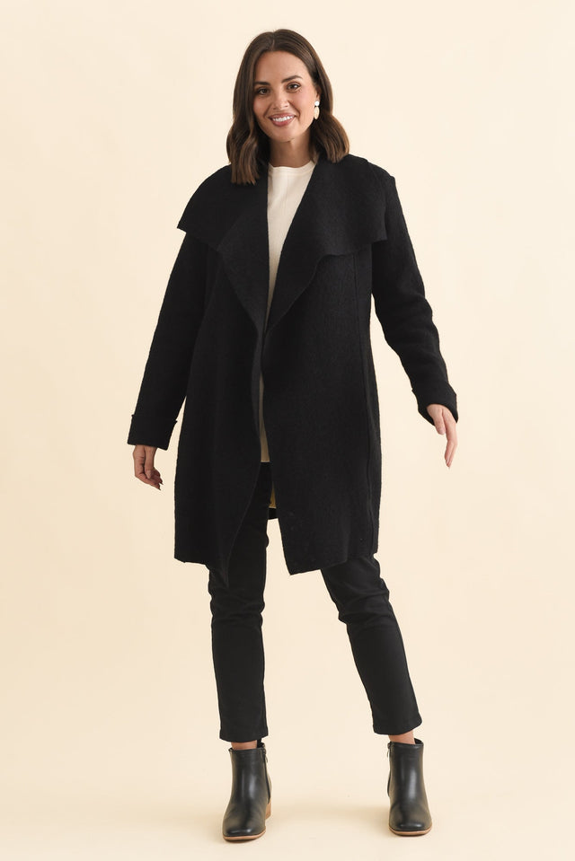 Wendell Black Wool Coat,Brunette model,alt text|model:MJ image 7