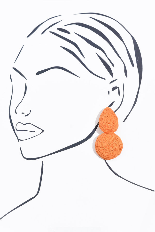 Wendy Orange Woven Drop Earrings image 2