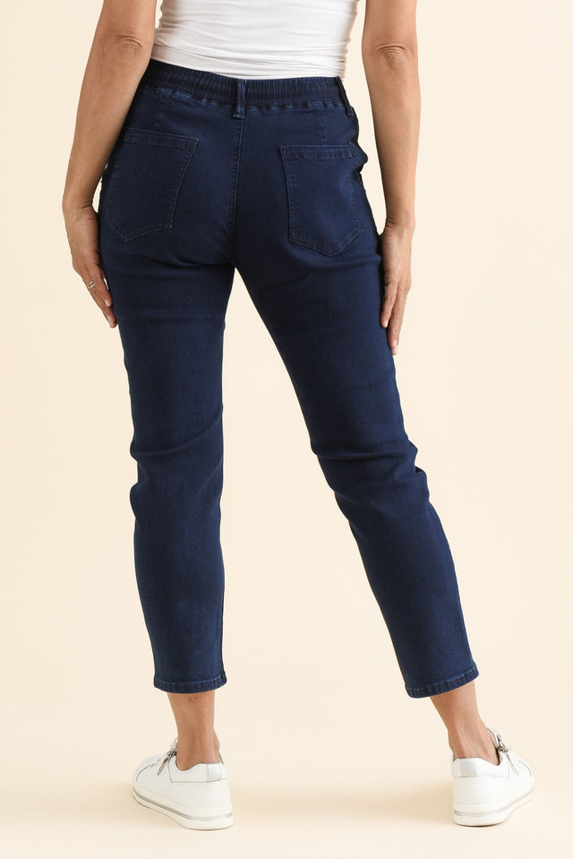Whistler Navy Cotton Jogger Pants,brunette model,Back of Outfit,alt text|model:Cara image 4
