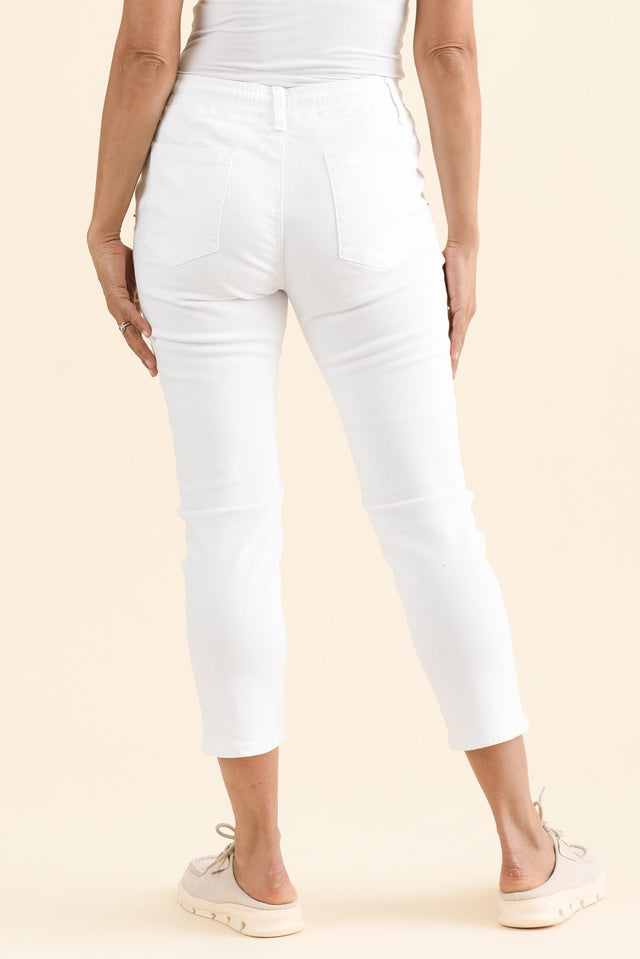 Whistler White Cotton Jogger Pants,brunette model,Back of Outfit,alt text|model:Cara image 4