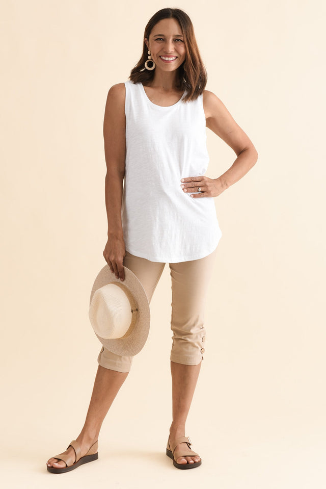 White Cotton Scoop Tank image 3