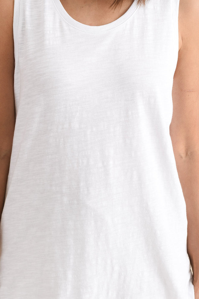 White Cotton Scoop Tank image 6