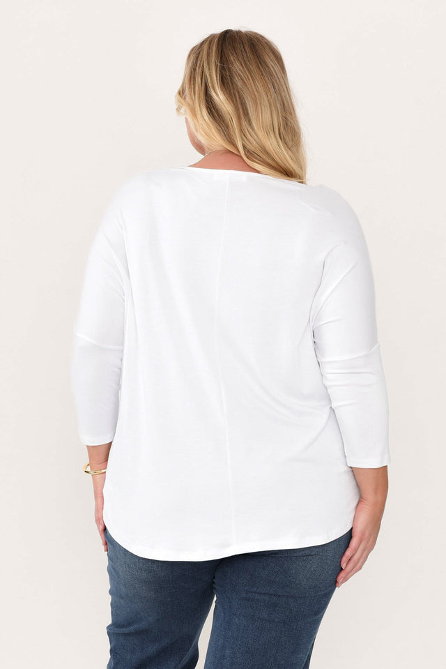 White Milan 3/4 Sleeve Top,Blonde model,alt text|model:Caitlin image 11