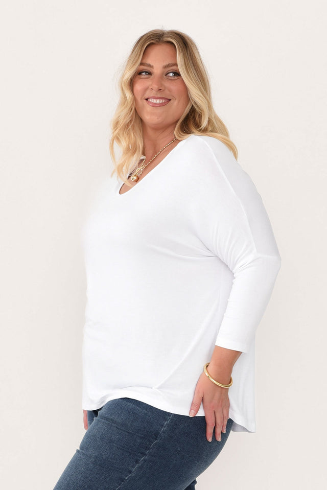 White Milan 3/4 Sleeve Top,Blonde model,alt text|model:Caitlin image 10