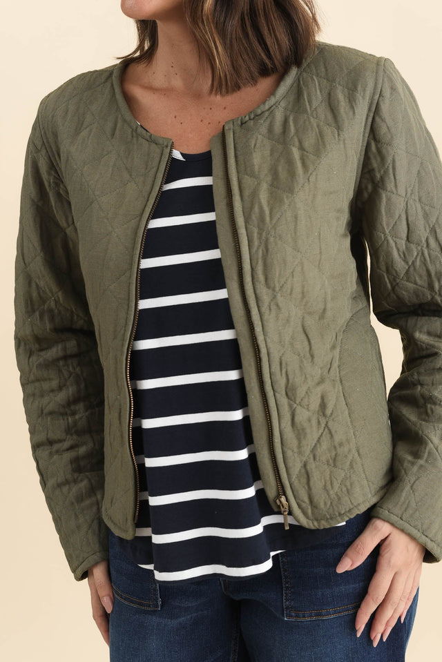Whittaker Sage Quilted Linen Blend Jacket,Brunette model,alt text|model:MJ image 6