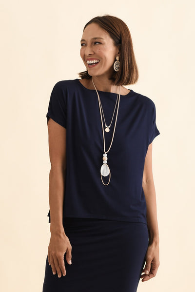 Wilde Navy Bamboo Box Tee