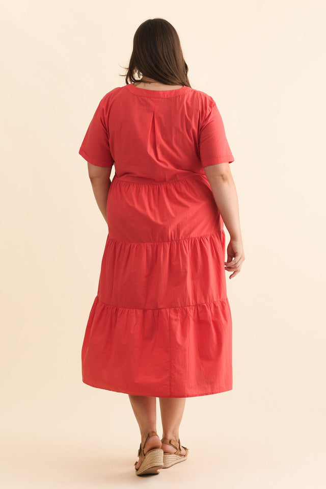 Winona Red Cotton Button Dress,Brunette model,alt text|model:Gabby image 12