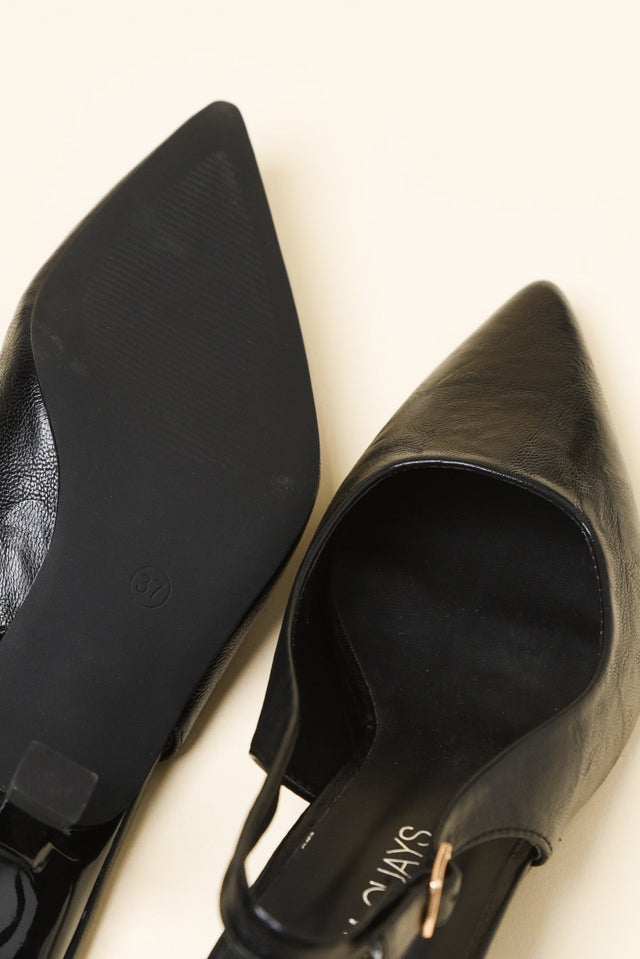 Wizz Black Leather Slingback Heel image 3