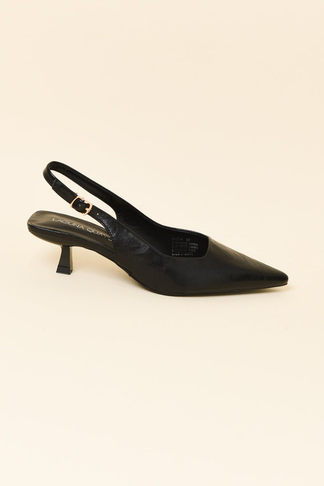 Wizz Black Leather Slingback Heel image 1