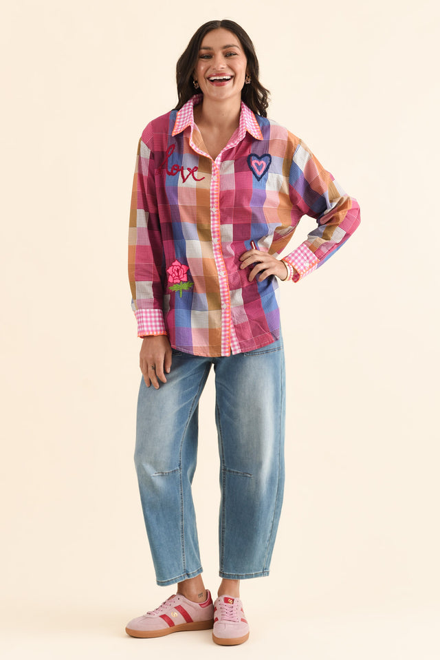Woods Pink Heart Cotton Embroidered Shirt image 2
