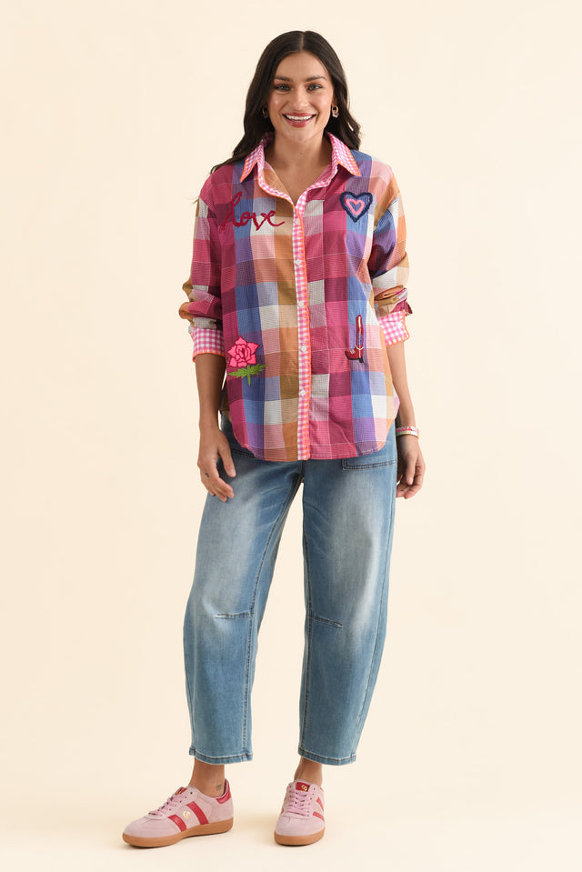 Woods Pink Heart Cotton Embroidered Shirt image 6