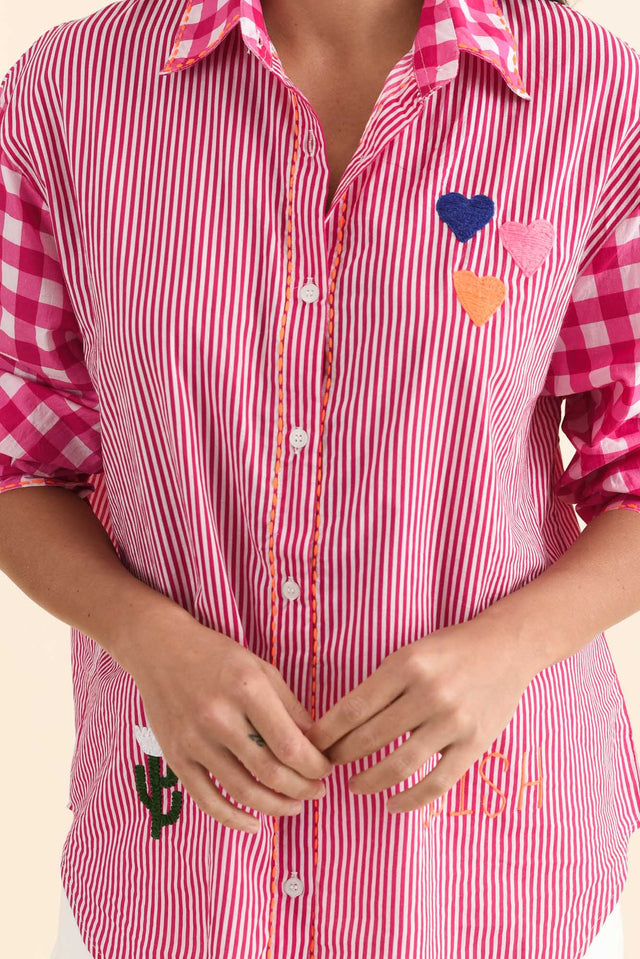 Woods Pink Western Cotton Embroidered Shirt image 5