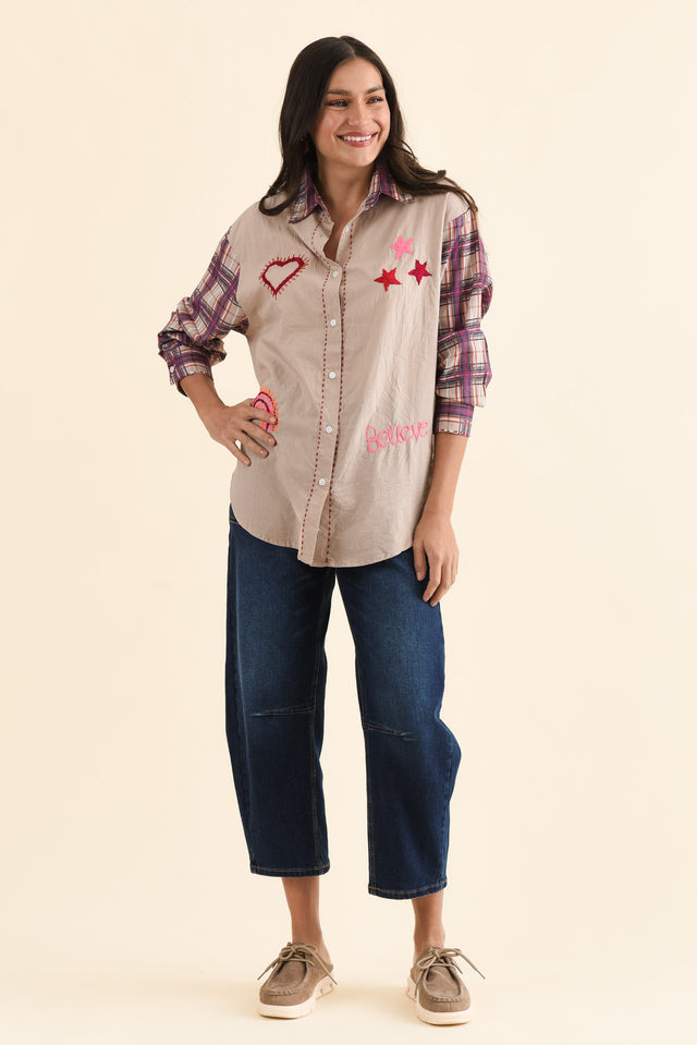 Woods Purple Whimsy Cotton Embroidered Shirt