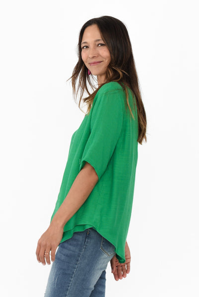 Yasmin Blue Layered Button Top