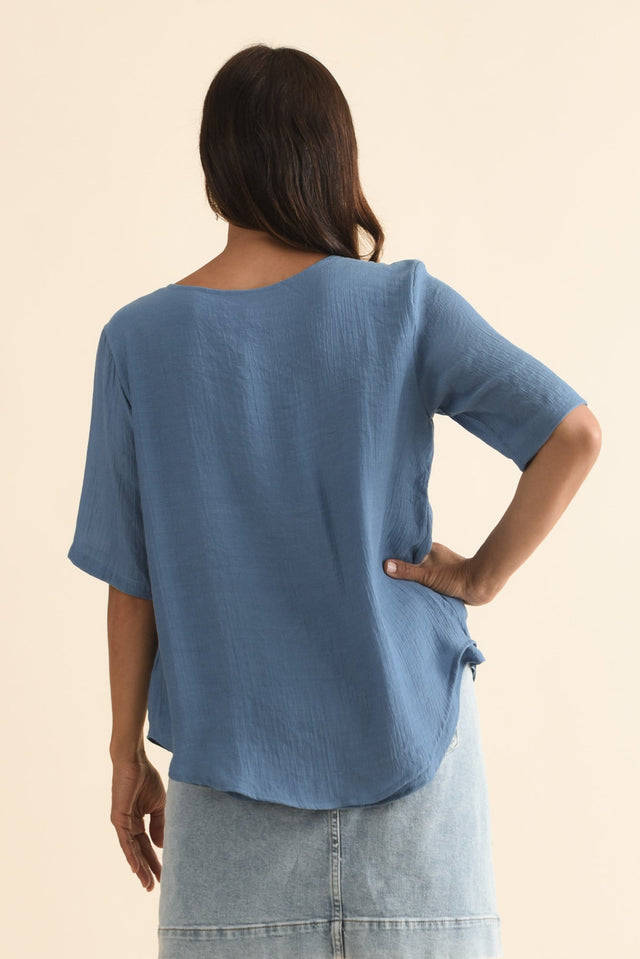 Yasmin Steel Layered Button Top,Brunette model,alt text|model:Cara image 5