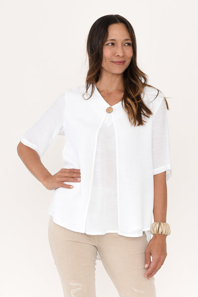 Yasmin White Layered Button Top