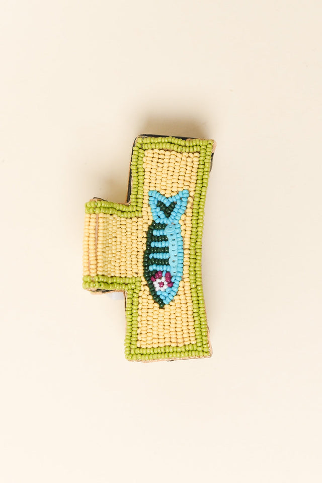 Yellow Sardines Beaded Claw Clip