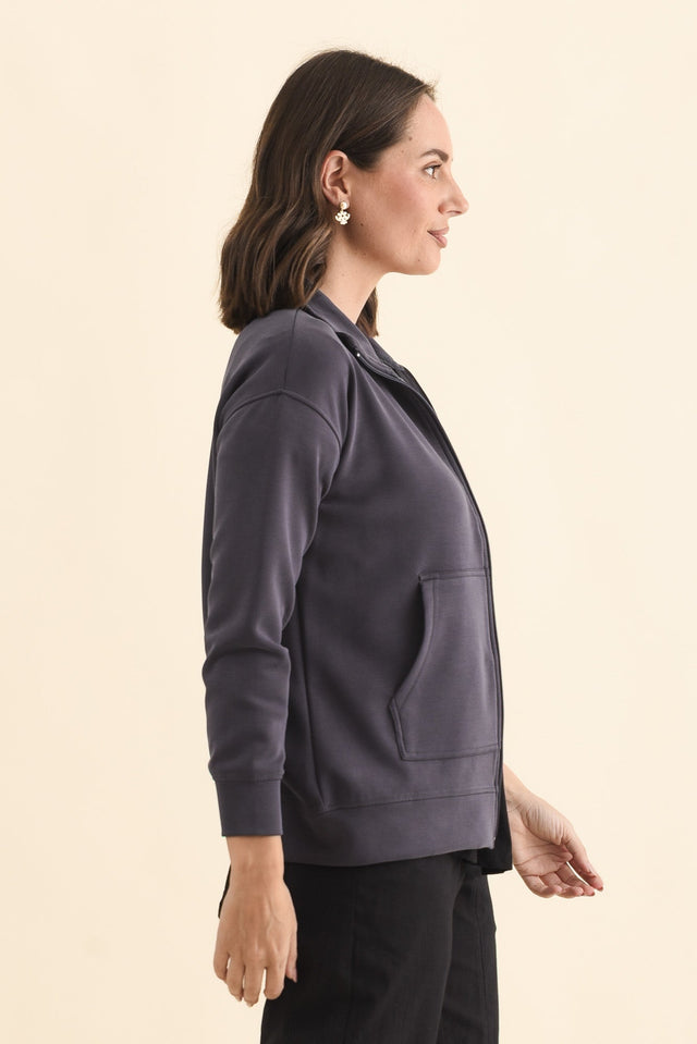 York Charcoal Zip Jacket,Brunette model,alt text|model:MJ image 4