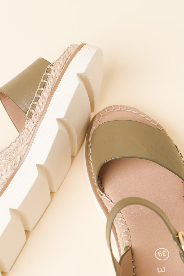 Yvette Khaki Leather Wedge image 3