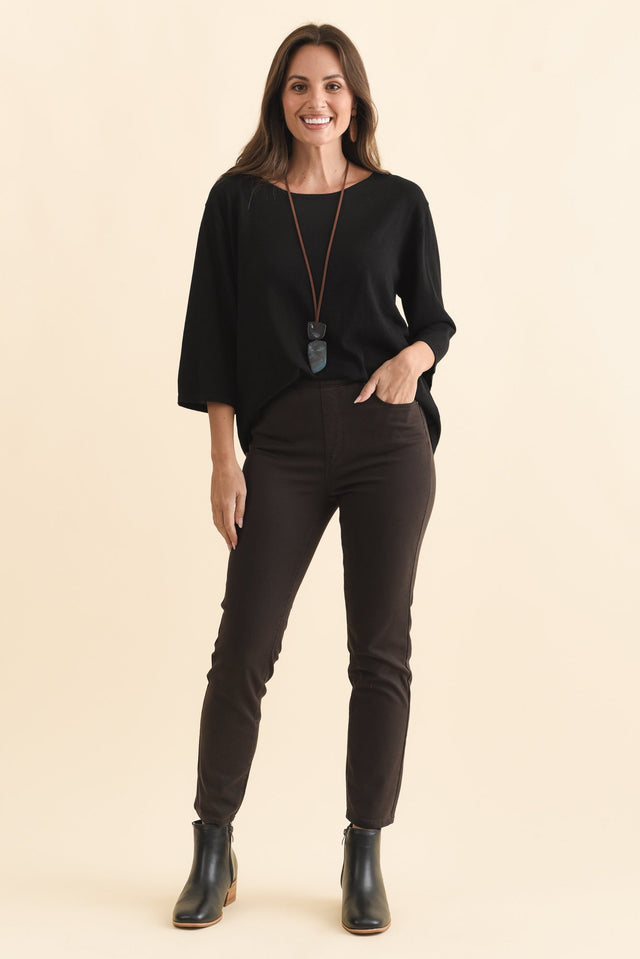 Zadie Chocolate Stretch Jeans,Brunette model,alt text|model:MJ image 5