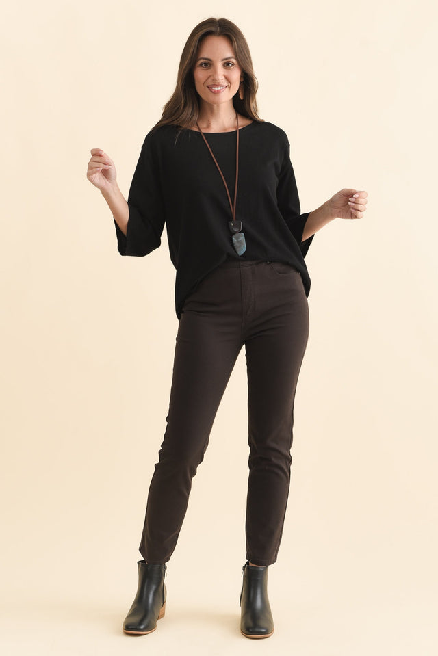 Zadie Chocolate Stretch Jeans,Brunette model,alt text|model:MJ image 9