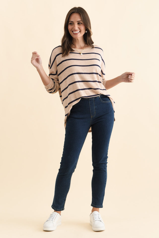 Zadie Dark Denim Stretch Jeans,Brunette model,alt text|model:MJ image 8