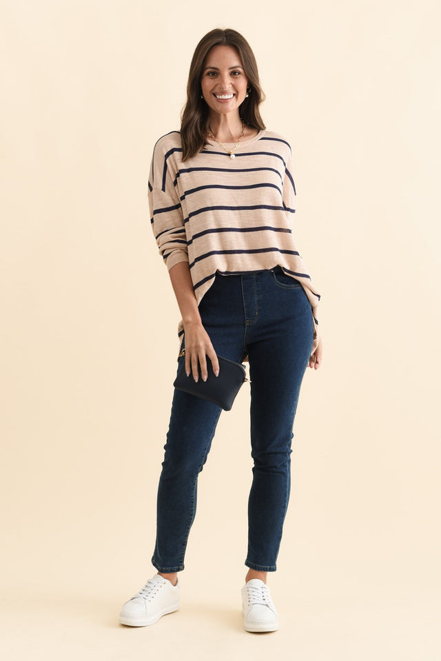 Zadie Dark Denim Stretch Jeans,Brunette model,alt text|model:MJ image 4