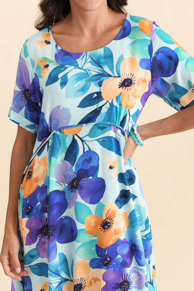 Zaelia Blue Floral Crescent Dress image 5