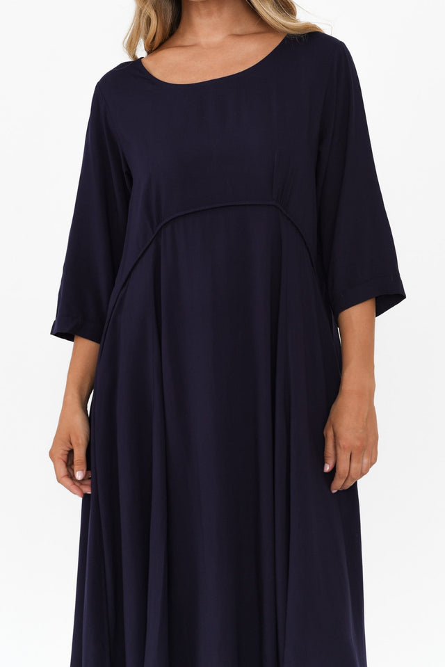 Zaelia Navy Sleeved Crescent Dress,Blonde model,alt text|model:Mollie image 7