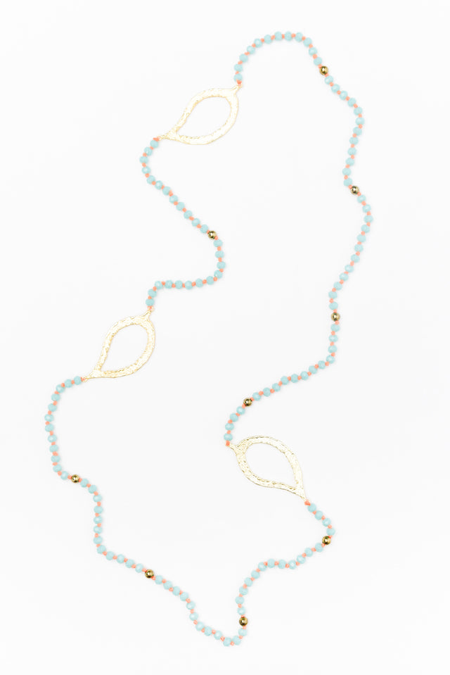 Zaire Aqua Beaded Leaf Necklace image 1