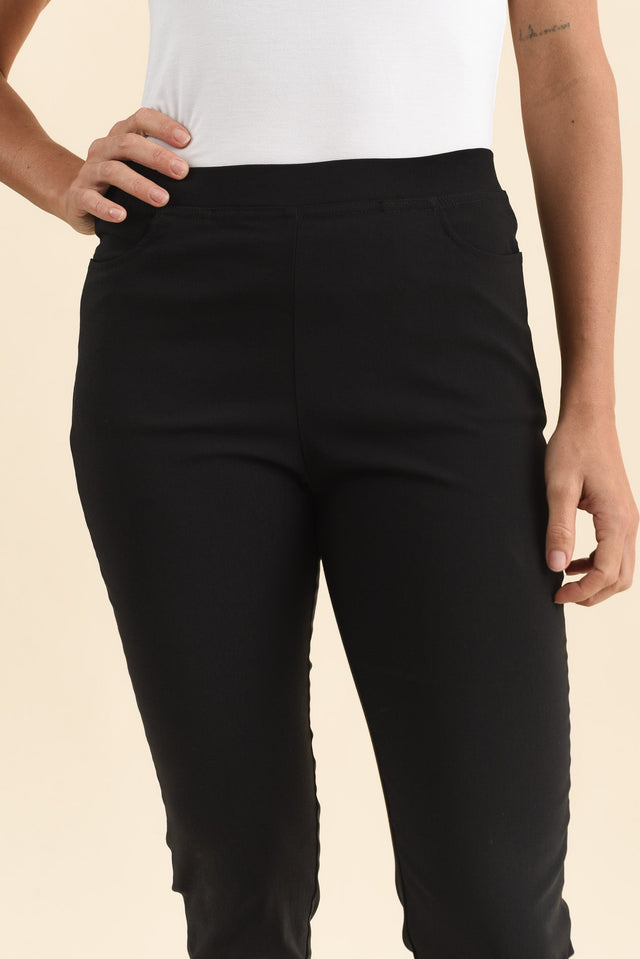 Zara Black Stretch 7/8 Pants,Detail,Brunette model,alt text|model:Brontie image 6