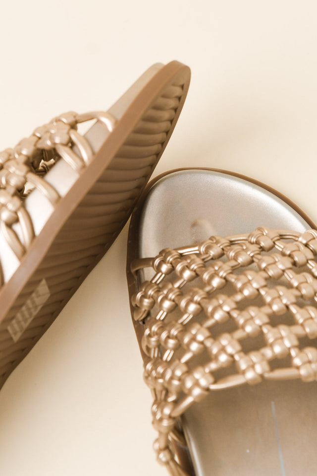 Zara Gold Woven Slide image 3