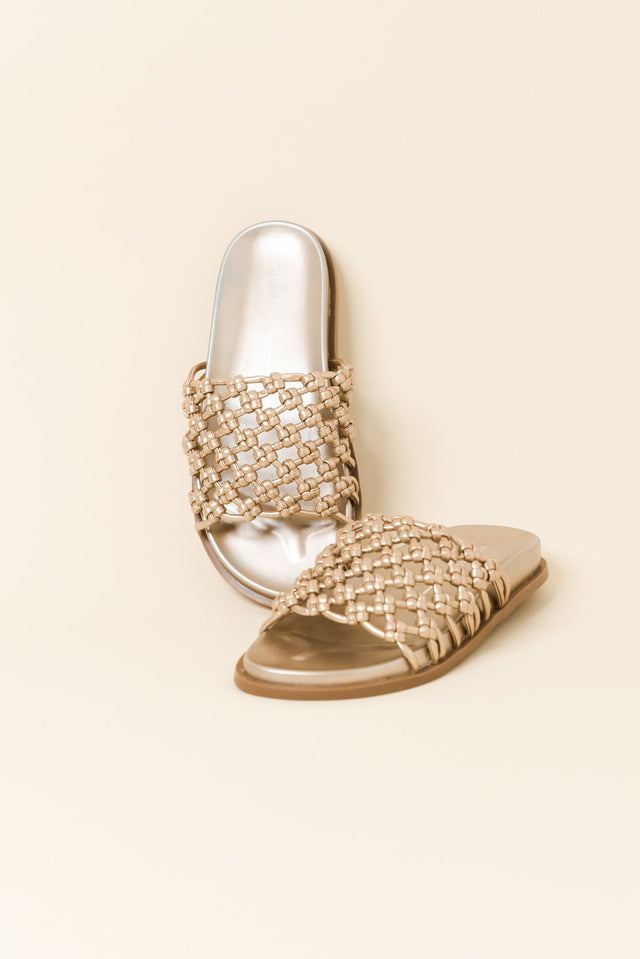 Zara Gold Woven Slide