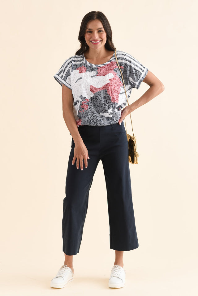Zaro Navy Wide Leg Pants,Full Body,Brunette model,alt text|model:Brontie image 2