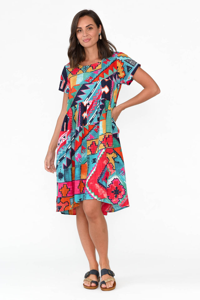 Zio Blue Abstract Organic Cotton Dress